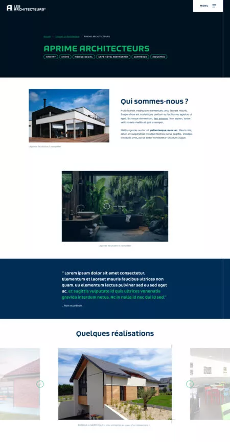 Capture d'écran d'une page de détail d'un Architecteur