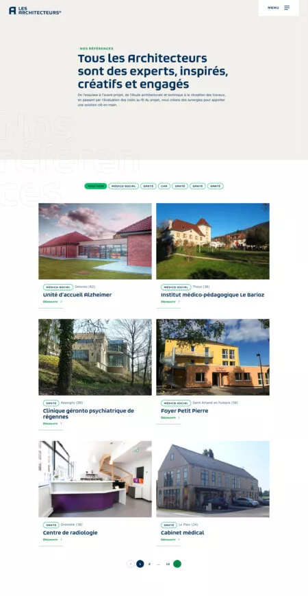 Capture d'écran de la liste des références