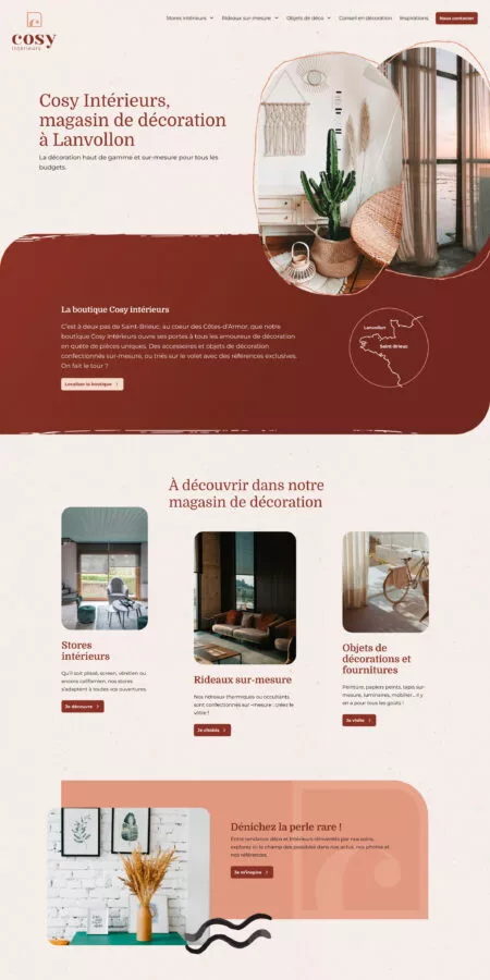 Capture d'écran de la page d'accueil du site cosy-interieurs.fr