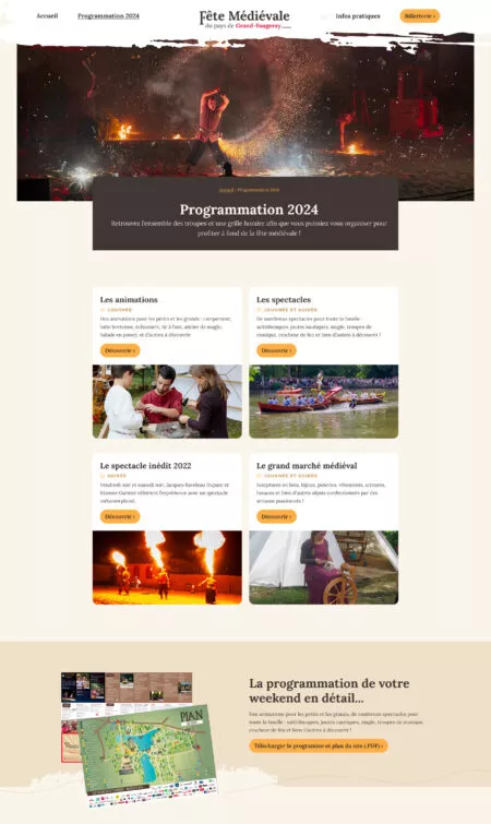 Capture d'écran de la page programmation