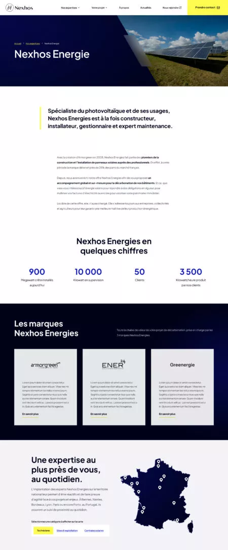 Capture d'écran de la page "Nexhos Energie"