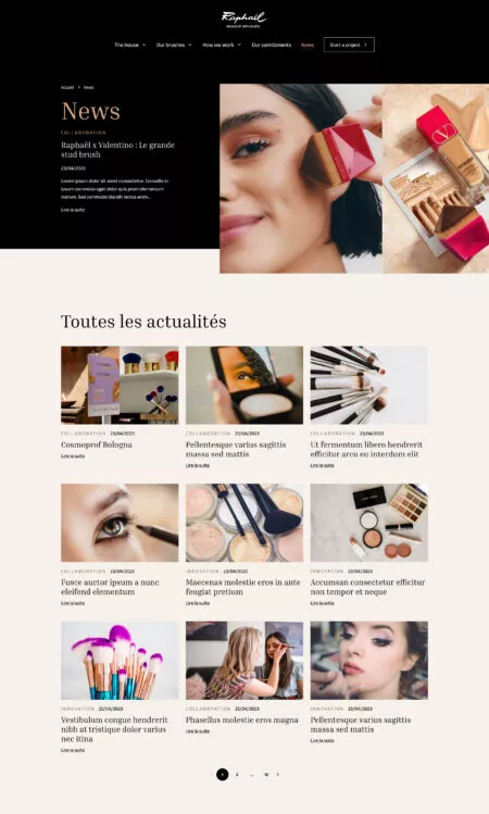 Capture d'écran de la liste des actualités