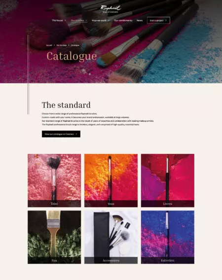 Capture d'écran de la page catalogue