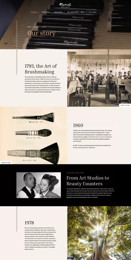 Capture d'écran de la page "histoire"