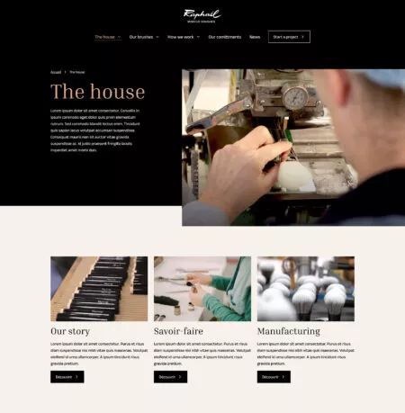 Capture d'écran d'une page hub